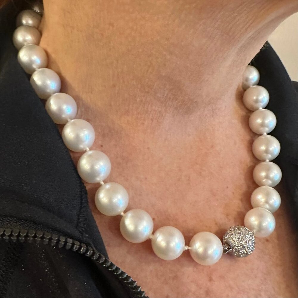 Authentic! Tiffany & Co Platinum Diamond South Sea Large Pearl Necklace Paper - Picture 12 of 15